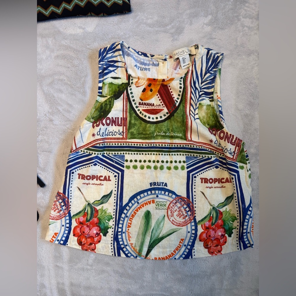 Rachel Zoe Multicolor Tropical Print Top
